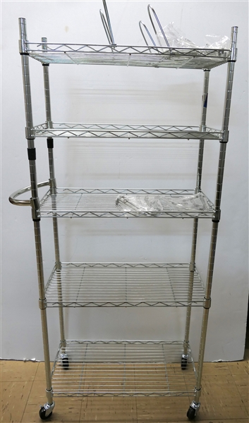 Trinity Basics - NSF - 5 Tier Rolling Cart with Pull Handle and Dividers - Cart Measures 56" tall 24" by 12"