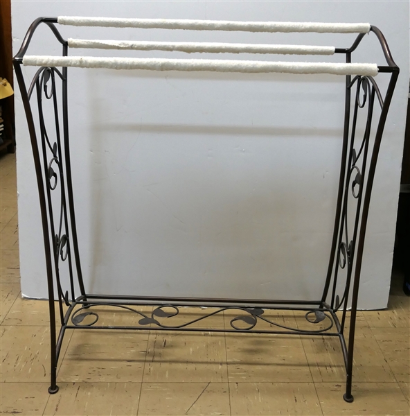 Metal Quilt Rack with Vining Leaves on Both Ends and Across Bottom -Rack Measures 36" tall 30" by 14" 