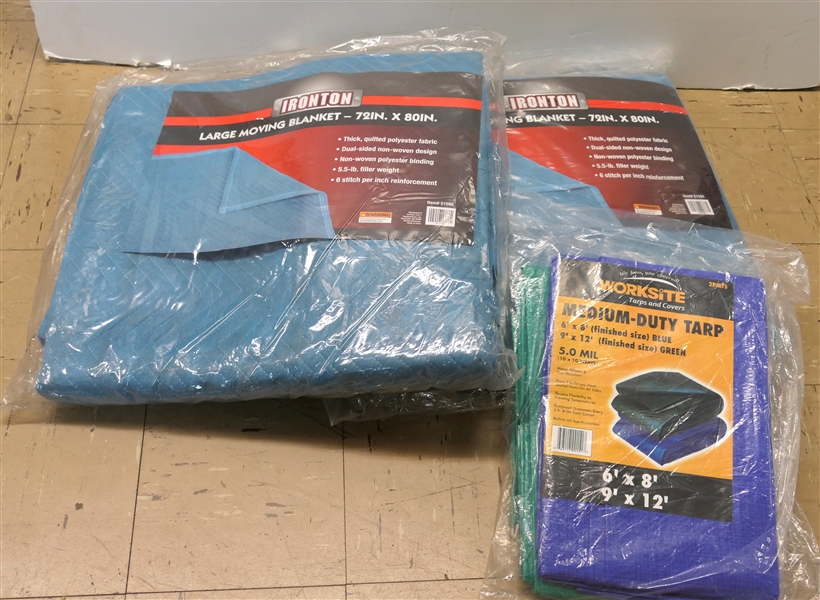 2 New Moving Blankets and 2 New Tarps