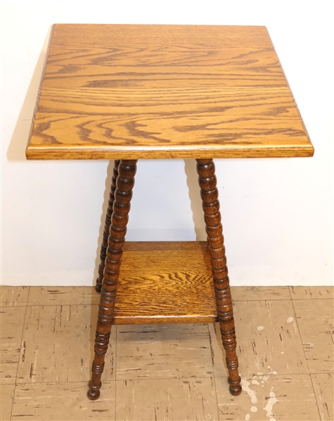 Small Jenny Lind Oak Center Table - Measures 28" Tall 15" by 15" 