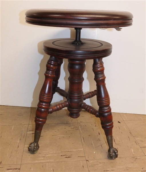 Nice Glass Ball and Claw Foot Piano / Organ Stool - Adjustable Height  