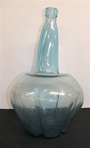 Unusual Large Demi John Bottle - Abstract Shape - Blue in Color - Bottle Top Has Slight Angle - Bottle Measures 21 1/2" Tall 