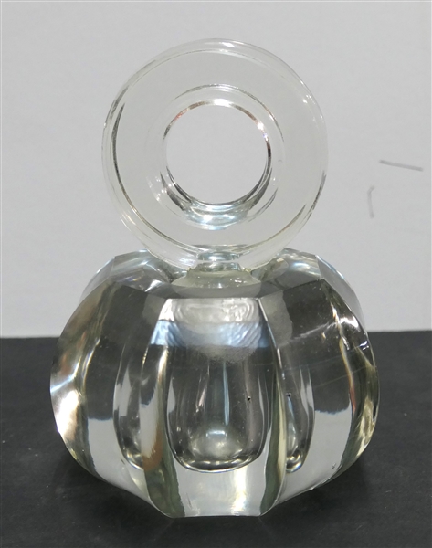 Crystal Paneled Perfume Bottle with Original "O" Stopper - Bottle Measures 4 1/2" Tall 