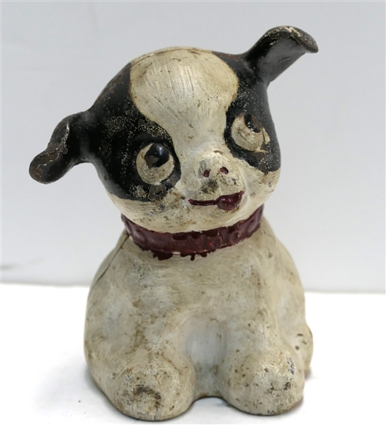 Antique "Fido" Cast Iron Dog Bank - Measures 5" tall 