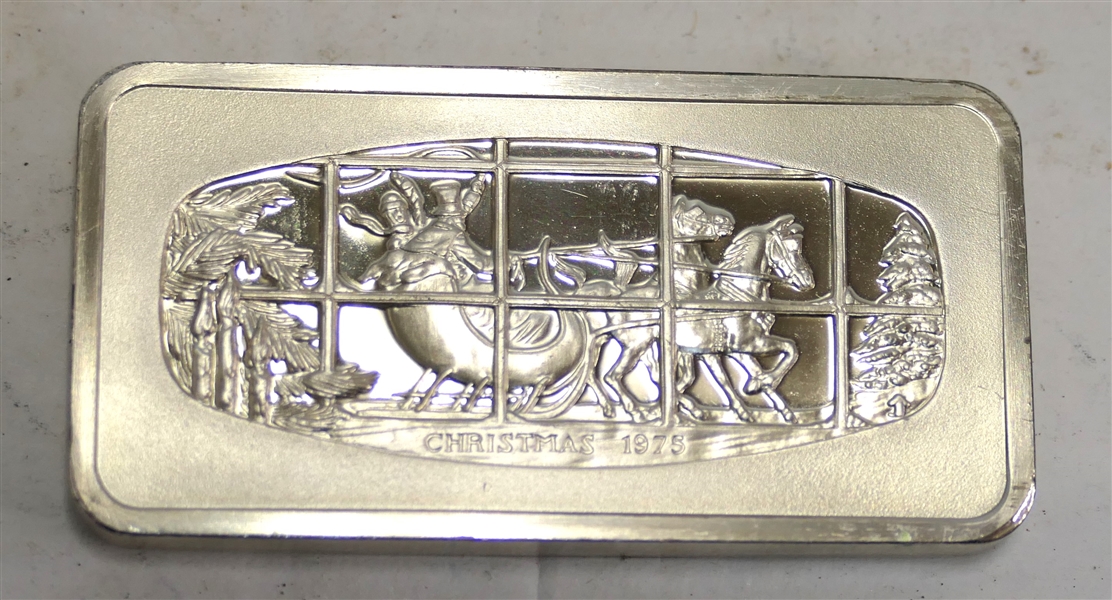 The Franklin Mint Christmas 1975 - 500 Grain Solid Sterling Silver Bar 