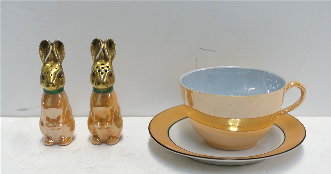 Japan Porcelain Rabbit Salt and Pepper Shakers and Germany Porcelain Cream and Sugar 