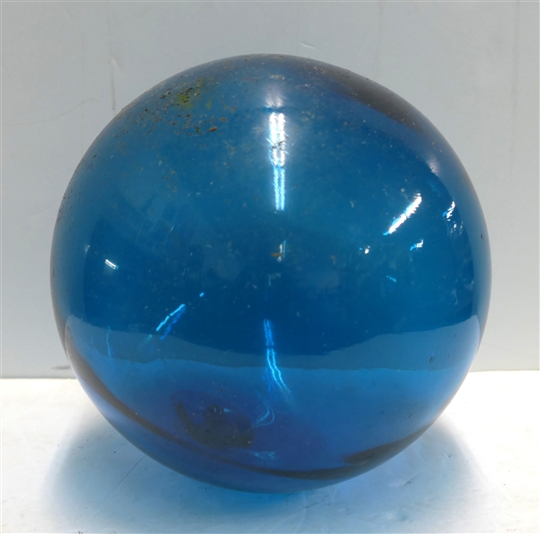 Large Blue Glass Fishing Float - Hand Blown  - Measures 7" Across