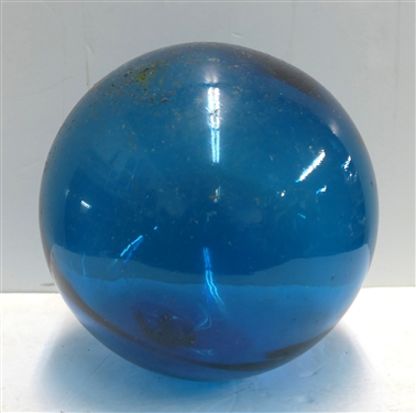 Large Blue Glass Fishing Float - Hand Blown  - Measures 7 Across