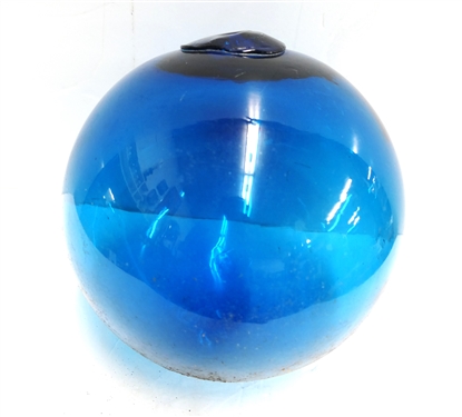 Large Blue Glass Fishing Float - Hand Blown  - Measures 7 Across