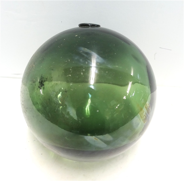 Olive Green Hand Blown Fishing Float - Measures 5" Across