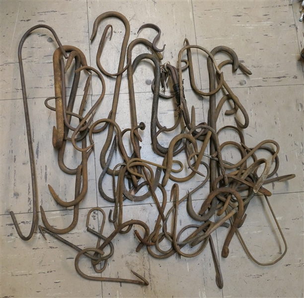 Large Collection of Hooks - Many Blacksmith Shop Made 