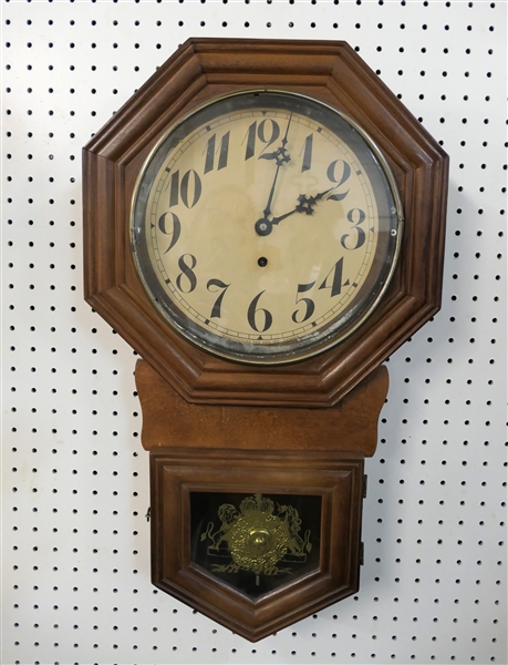 Canadian Hanging Wall Clock with Fancy Pendulum and Key - Clock Measures 25" Long - Made in Canda