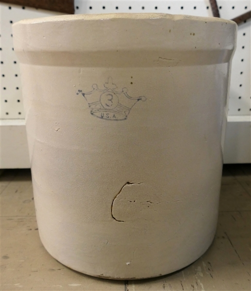 3 Gallon Stone Crock with Blue Crown 