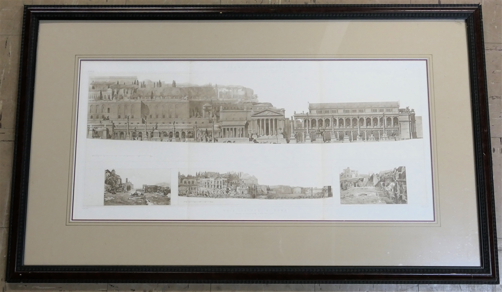 Monuments Antiques "Voie Sacree A Rome"1902 -  Lithograph by Heiling Chauvet - Framed and Double Matted - Frame Measures 25 1/2" by 43" 