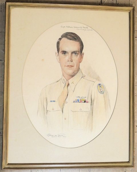 Original Hand Drawn Portrait by Important American Artist William Van Dresser - Blowing Rock, 1947 - Framed and Matted - Frame Measures 31" by 24 1/2" - William Van Dresser 1871 - 1950