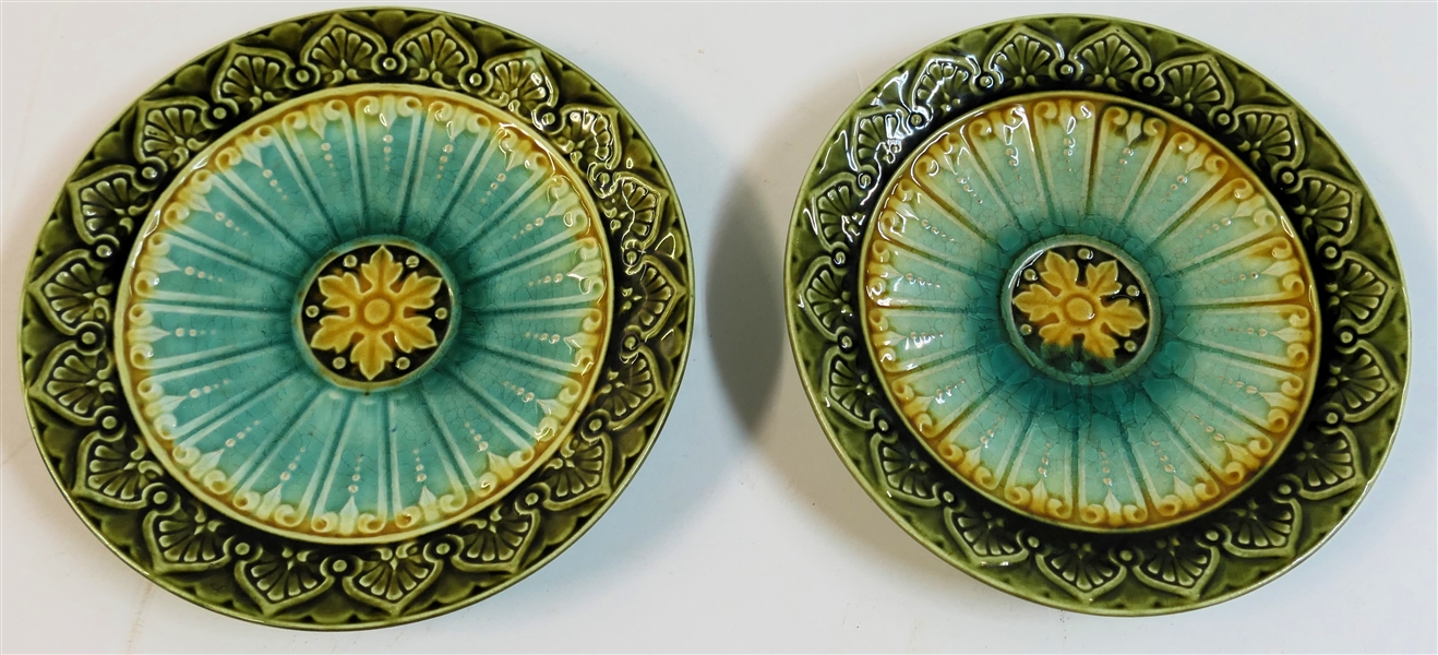 2 - 19th Century Majolica Plates - Each Measures 7" Across