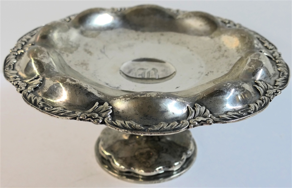 Outstanding Sterling Silver Hallmarked Compote - Monogramed "B" - Measures 4 1/2" tall 9" Across - Weighs 520.7 Grams 