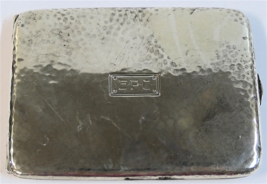 International Sterling Silver Hammered Sterling Cigarette Case - Monogramed "EPC" - Weighs 92.2 Grams