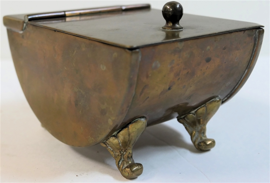 Jos. Henrichs Paris - New York - Bure Bronze - Sterling Silver Footed Desk Box - Measures 2 1/8" Tall 3 1/8" by 4 1/4"