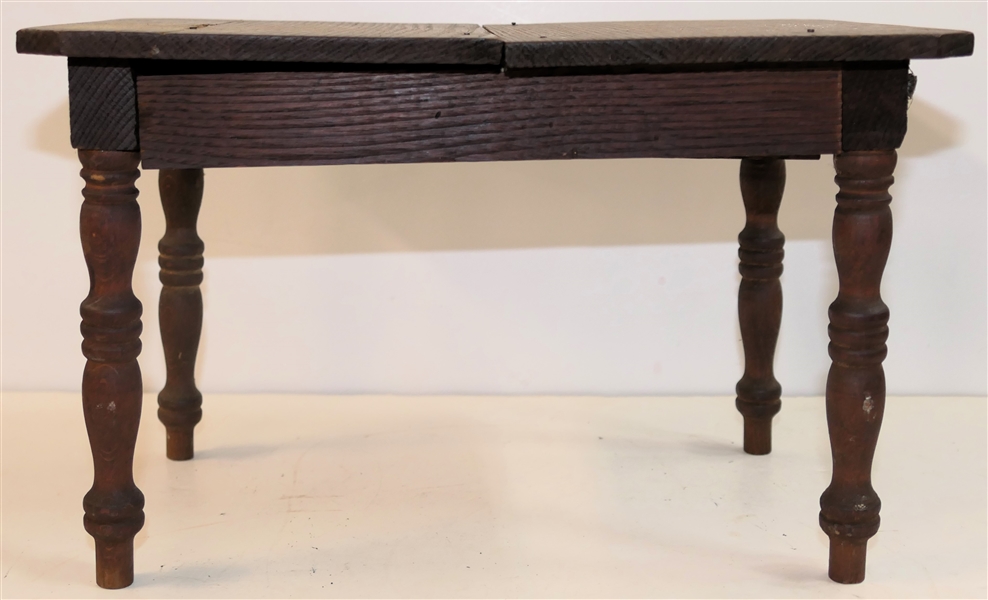 Miniature Oak Dining Table - Turned Legs, Cut Corners - Table Measures 7 1/2" Tall 7 1/2" by 11 1/2"