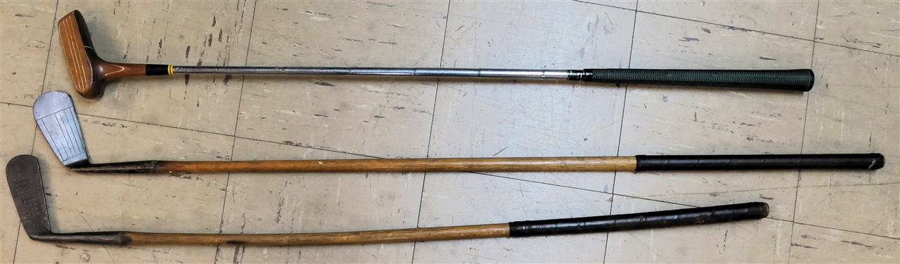 3 Putters - 2 Hickory Shaft - Gold Smith - Hyde Park and Hand Forged Putter and Overspin Ace Belonging to Griswold Smith - Greensboro Country Club