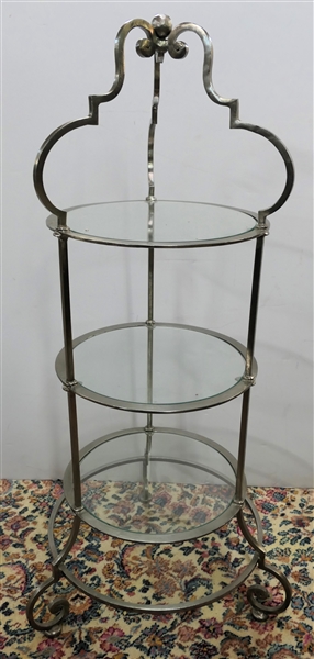 La Barge Hand Crafted in the Philippines Glass and Metal 3 Tier Stand - Measures 41" tall 14" Across