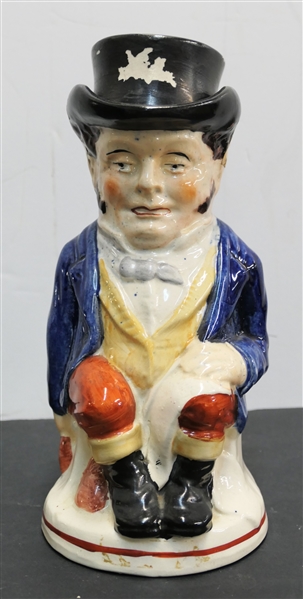 Nineteenth Century Toby Jug - Gentleman With Removable Black Top Hat Lid - Jug Measures 10" Tall 