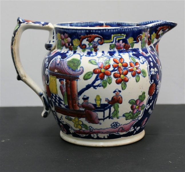 Nineteenth Century Opaque China LE No. 10 "Boy In The Window" Transferware Pitcher - Pitcher Measures 4 1/4" Tall 