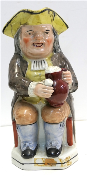 Nineteenth Century Toby Jug - Larger - Hat Has Been Repaired With Staples - Jug Measures 9 1/2" Tall 