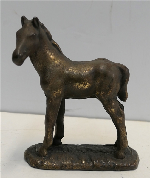 Heavy Cast Brass Horse Statue  - Horse Measures 5 3/4" Tall 5" Nose to Tail 