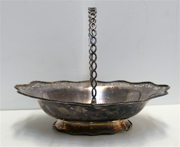 Pretty Silverplate Pierced Edge Basket - Measures3" tall 13" by 11" 