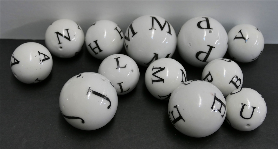 12 Porcelain Letter Beads - P,M,L,J, Y 