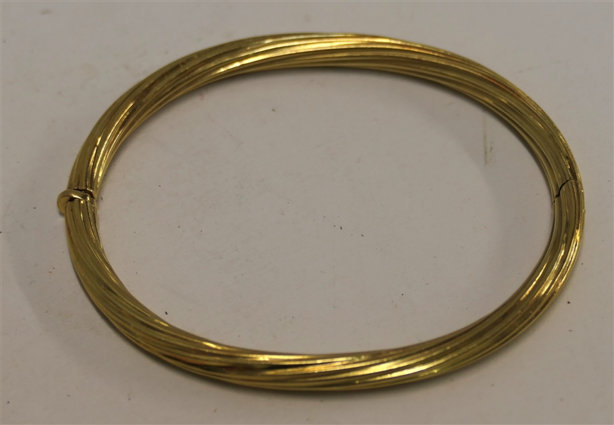 18kt Yellow Gold Bangle Cuff Bracelet - Bracelet Weighs 16.2 Grams 