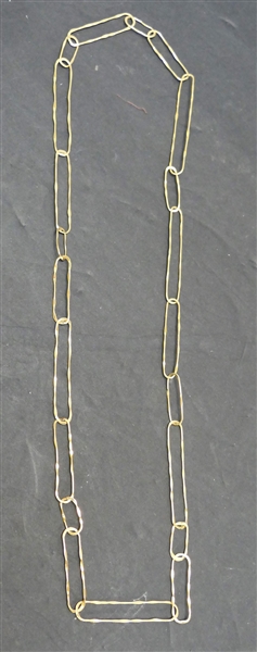 Artisan Hand Made 14kt Yellow Gold Hammered Link Necklace - Necklace Measures 27" Long - Weighs 16.3 Grams 