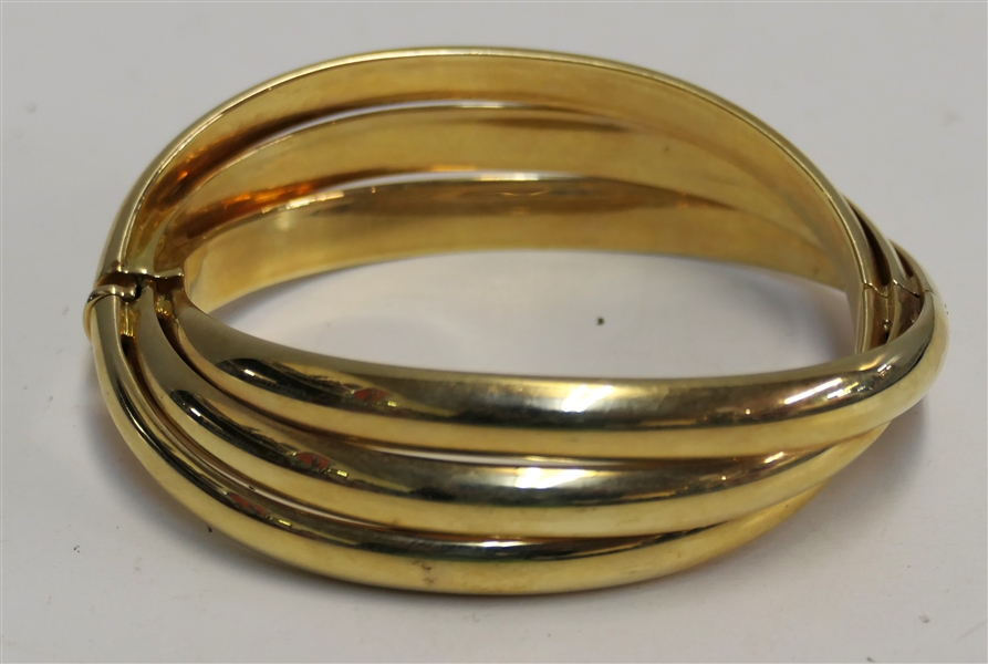 Large 14kt Yellow Gold Cuff Bracelet - Weighs 38.4 Grams 