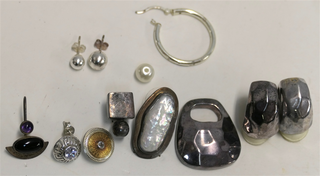 Mixed Lot of Single Sterling Silver Earrings 