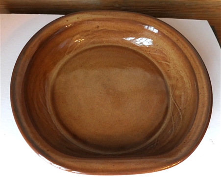 Jugtown North Carolina Pottery Dish Signed Vernon Owens 2003 - Oblong Shape with Incised Lines - Measures 2" tall 10 3/4" by 10 1/4"