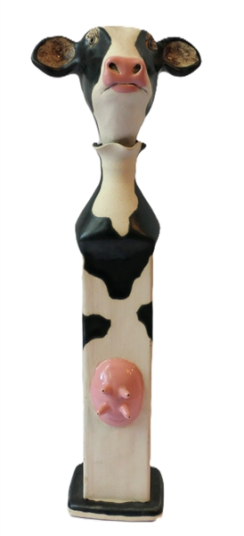 B. Vaden Artist Signed Cow Decanter Bottle - Artist Betsy Vaden - Chapel Hill NC - Cow Decanter  Measures 15 1/2" Tall 