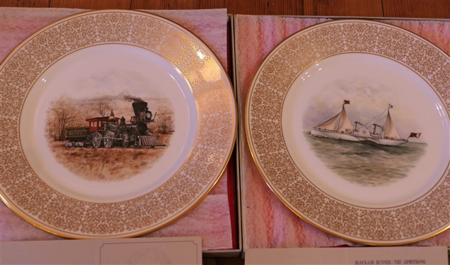 2 - Lenox The Confederacy Collection Limited Fine Art Plates - Blockade Runner - The Armstrong and The General -  in Original Boxes - Each Plate Measures 10 3/4 Across