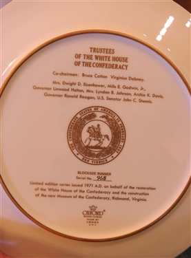 2 - Lenox The Confederacy Collection Limited Fine Art Plates - Blockade Runner - The Armstrong and The General -  in Original Boxes - Each Plate Measures 10 3/4 Across