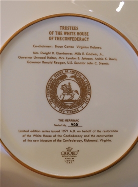 2 - Lenox The Confederacy Collection Limited Fine Art Plates - The Merrimac and Confederate Camp  in Original Boxes - Each Plate Measures 10 3/4 Across