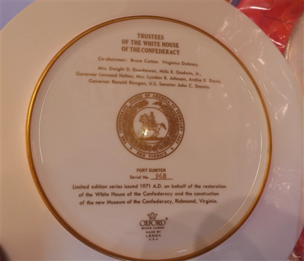 2 - Lenox The Confederacy Collection Limited Fine Art Plates Fort Sumter and The Great Seal of the Confederacy -  in Original Boxes - Each Plate Measures 10 3/4 Across