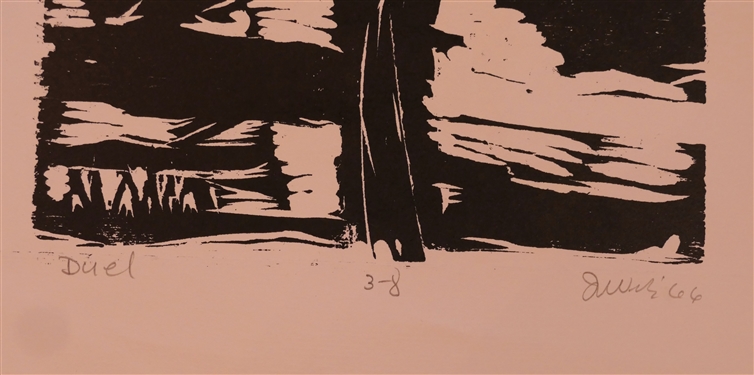 2 Wood Block Prints by North Carolina Artist Norbert Irvine -  Fuel Artist Signed and Dated 1966 - Not Framed - Each Print Measures 8 3/4 by 15 