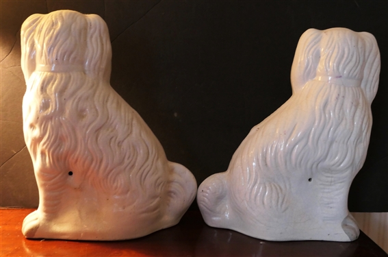 Pair of 19th Century Staffordshire Dogs  - Each Measures 14 Tall - Some Overall Crazing Consistent with Age