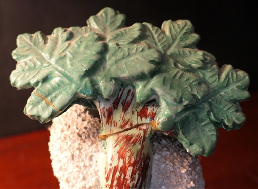 Pair of 19th Century Staffordshire Sheep - Statues Measure 5 Tall - One Tree Has Been Repaired 