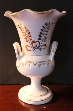 Italy Urn Style Porcelain Vase with Gold Hand Painted Decoration - Vase Measures 7 Tall 