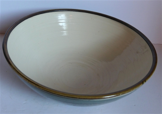 Beautiful Hand Decorated Ceramic Bowl by North Carolina Ceramic Artist Paul Minnis - Bowl Measures 5 1/4 Deep 14 3/4 Across