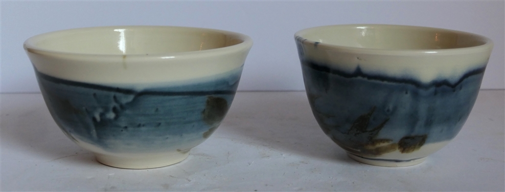 2 Small Ceramic Bowls by North Carolina Ceramic Artist Paul Minnis - Bowls Measure 3 Tall 5 1/2 Across