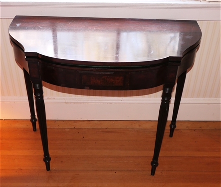 Mahogany Fluted Edge Game Table - Reeded Column Legs - When Open Top is Felt Covered - Table Measures 29 1/2 Tall 36 by 18 Closed 