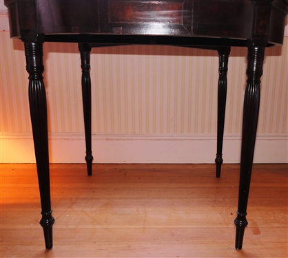 Mahogany Fluted Edge Game Table - Reeded Column Legs - When Open Top is Felt Covered - Table Measures 29 1/2 Tall 36 by 18 Closed 